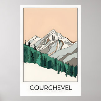 Courchevel Alps Ski Resort Vintage Art Poster