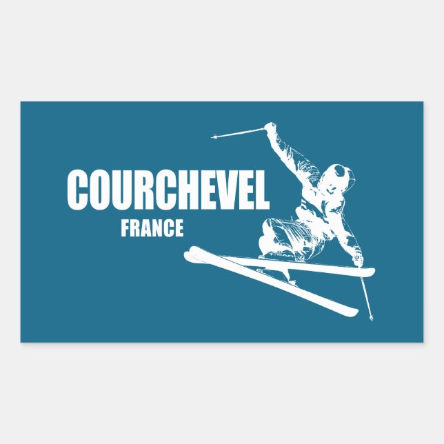 Courchevel France Skier Rectangular Sticker (Front)