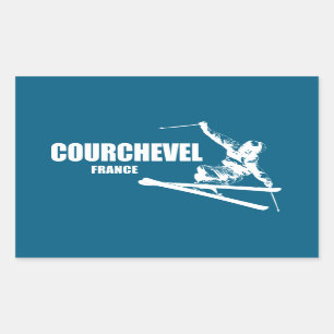 Courchevel France Skier Rectangular Sticker