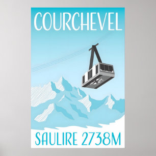Courchevel Minimalist Ski Resort Travel Poster