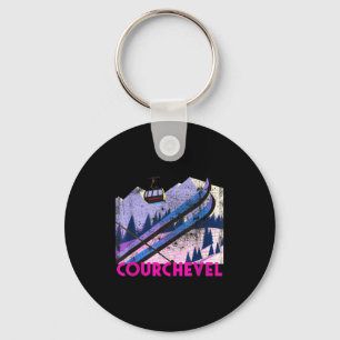 Courchevel ski - vintage style courchevel skiing key ring