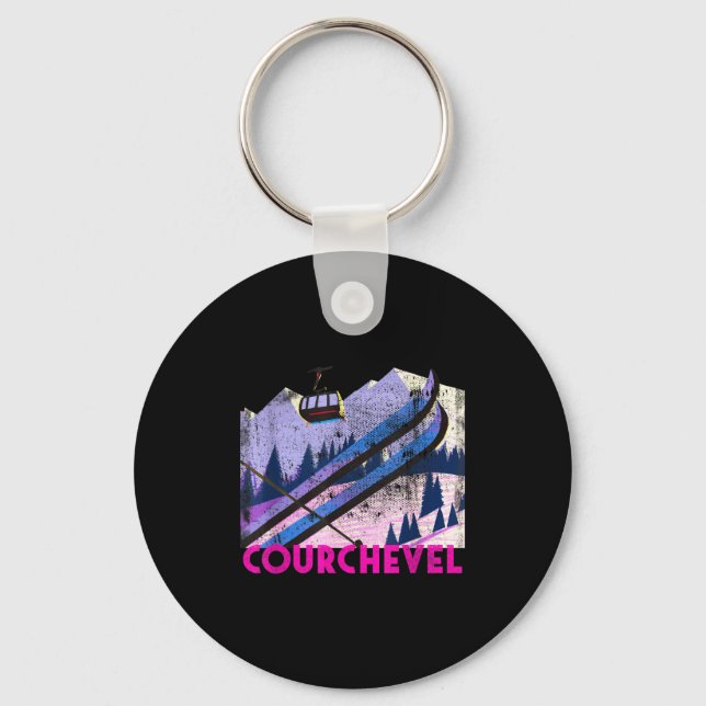 Courchevel ski - vintage style courchevel skiing key ring (Front)