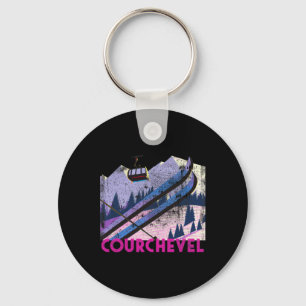 Courchevel Ski - Vintage Style Courchevel Skiing V Key Ring