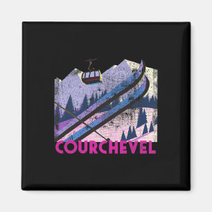 Courchevel Ski - Vintage Style Courchevel Skiing V Magnet