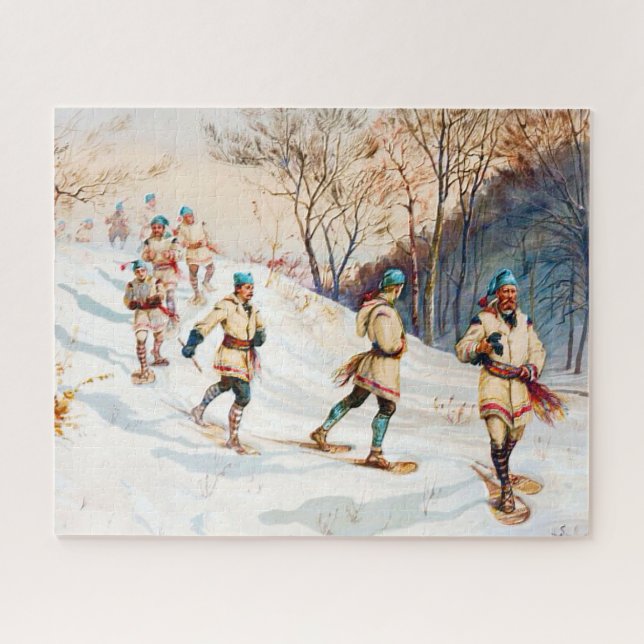 "Coureurs des bois snowshoe Trek"  Jigsaw Puzzle (Horizontal)