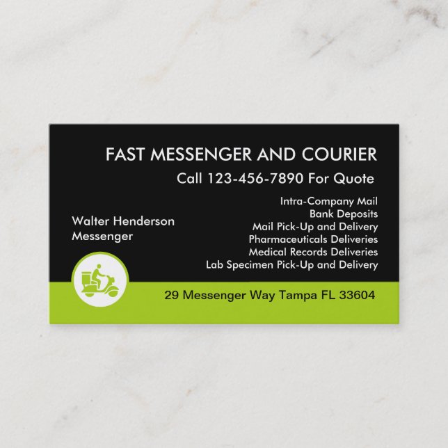 Courier And Messenger Services Business Card (Front)