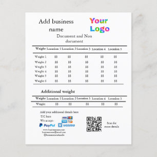 Courier delivery company details add price weight