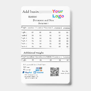 Courier delivery company details add price weight  ID badge