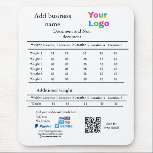 Courier delivery company details add price weight mouse pad