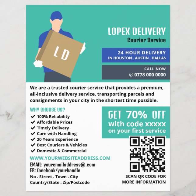 Courier Delivery Guy, Courier Service Advertising Flyer (Front)