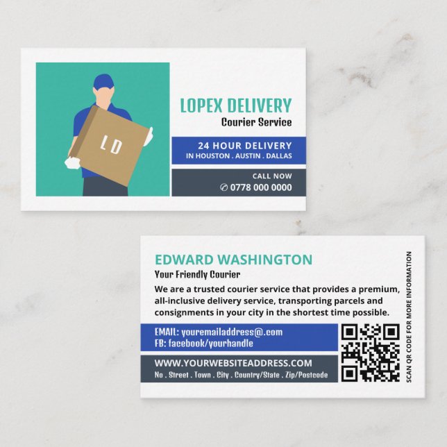 Courier Delivery Man, Courier Service Business Card (Front/Back)