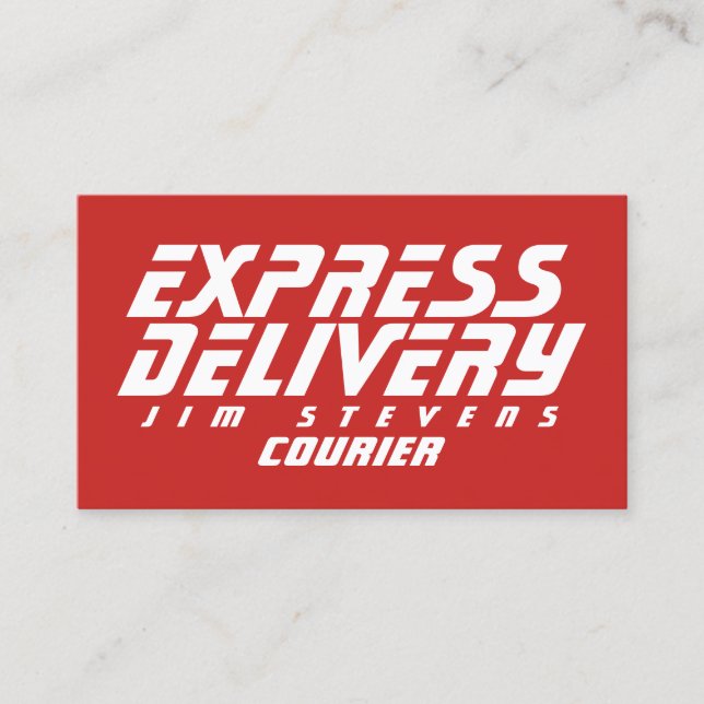 Courier delivery services red white business card (Front)