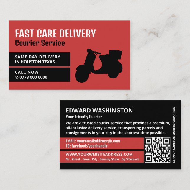 Courier Moped Design, Courier Service Business Card (Front/Back)