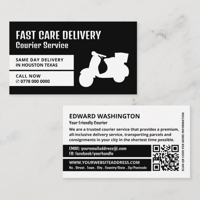 Courier Moped Design, Courier Service Business Card (Front/Back)