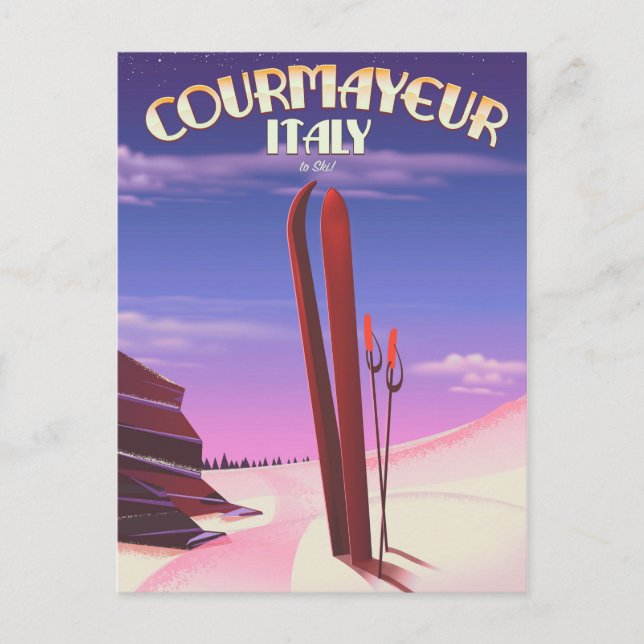 Courmayeur Italian ski poster Postcard (Front)