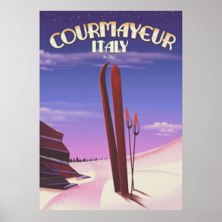 Courmayeur Italy Ski Poster