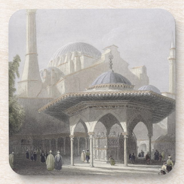 Court and Fountain of St. Sophia, Istanbul, engrav Coaster (Front)