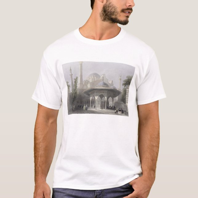Court and Fountain of St. Sophia, Istanbul, engrav T-Shirt (Front)