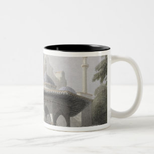 Court and Fountain of St. Sophia, Istanbul, engrav Two-Tone Coffee Mug