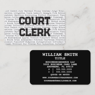 Court Clerk Legal Words Business Card