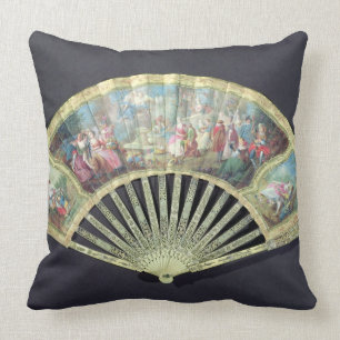 Court Fan, French, 18th century  (ivory and w/c on Cushion