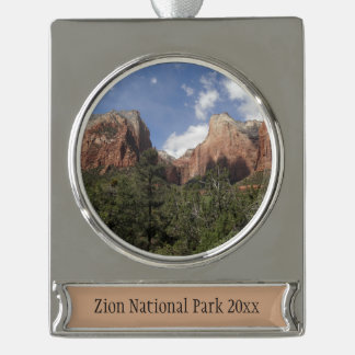 Court of the Patriarchs II at Zion National Park Silver Plated Banner Ornament