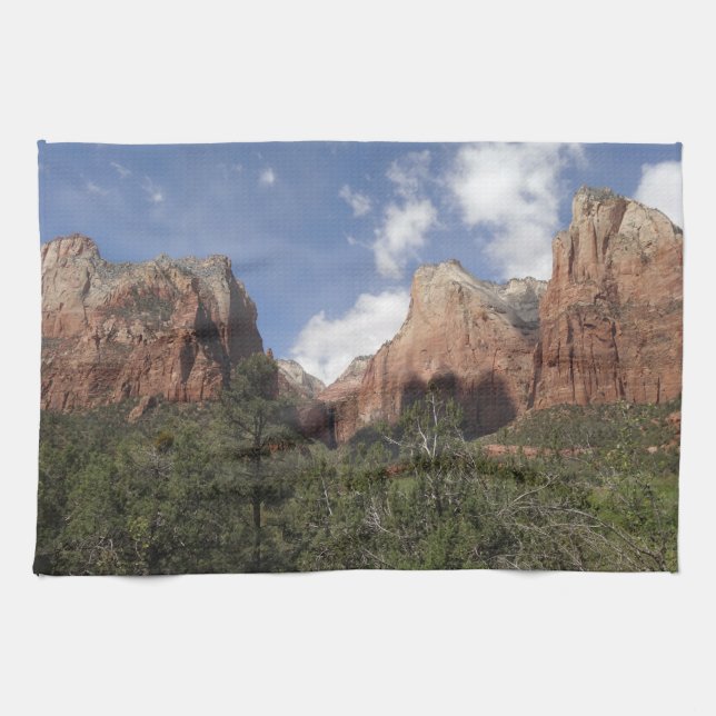Court of the Patriarchs II at Zion National Park Tea Towel (Horizontal)