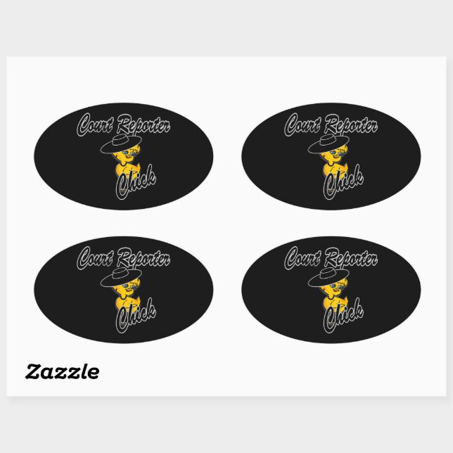 Court Reporter Chick #4 Oval Sticker (Sheet)
