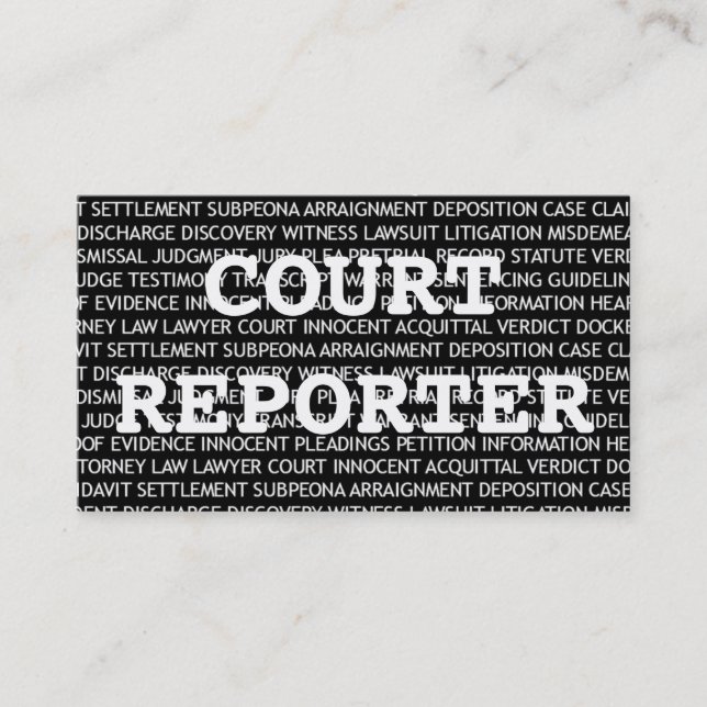 Court Reporter Words Business Card (Front)