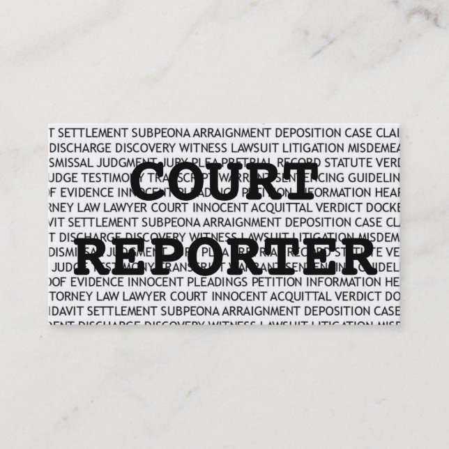 Court Reporter Words Business Card (Front)