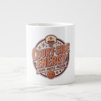 Court Side Energy Vintage Basketball Large Coffee Mug