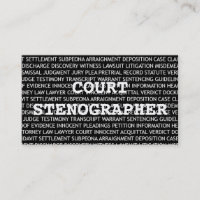 Court Stenographer Words Business Card
