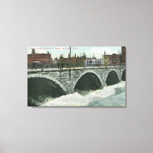 Court Street Bridge and Genesee at High Water Canvas Print