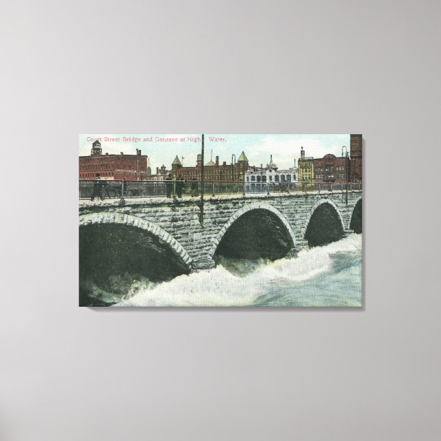 Court Street Bridge and Genesee at High Water Canvas Print (Front)