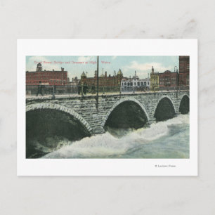 Court Street Bridge and Genesee at High Water Postcard