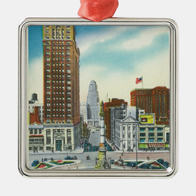 Court Street View of Liberty Bank Bldg Metal Tree Decoration (Front)