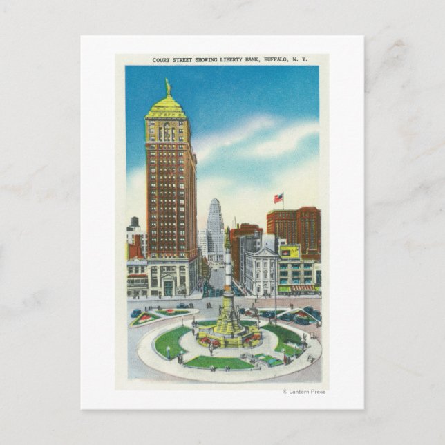 Court Street View of Liberty Bank Bldg Postcard (Front)