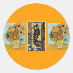 Courtesan and Sunflowers by Van Gogh Classic Round Sticker
