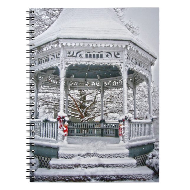 Courthouse Gazebo in the Snow Spiral Notebook (Front)