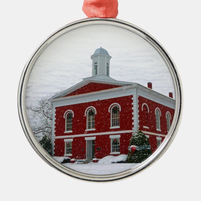 Courthouse Snow Metal Tree Decoration (Front)
