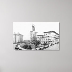 Courthouse Square and Smith Tower in Seattle Canvas Print
