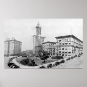 Courthouse Square and Smith Tower in Seattle Poster