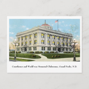 Courthouse World war Memorial club, Grand Forks ND Postcard