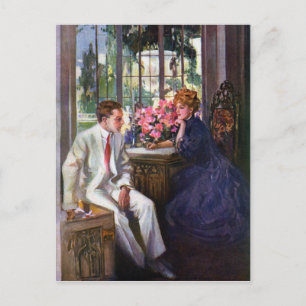 Courting Couple in Solarium Postcard