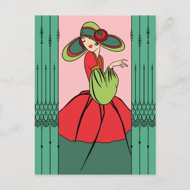 COURTNEY, ART DECO: Christmas Past Holiday Postcard (Front)