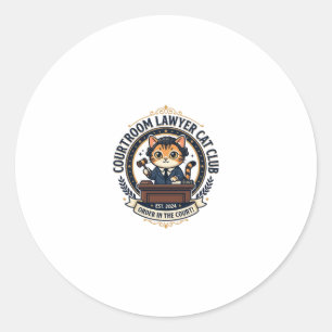 Courtroom Lawyer Cat Funny Cat Lover Design - Cour Classic Round Sticker