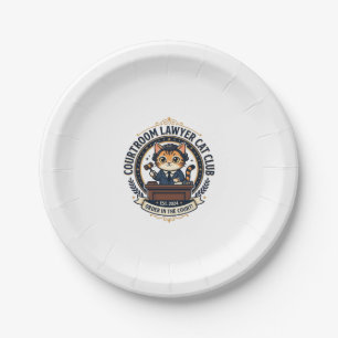 Courtroom Lawyer Cat Funny Cat Lover Design - Cour Paper Plate