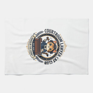 Courtroom Lawyer Cat Funny Cat Lover Design - Cour Tea Towel