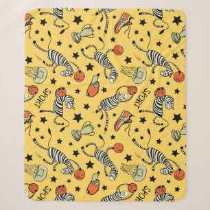 Courtside Doodles: Zebra Basketball Fantasia Sherpa Blanket