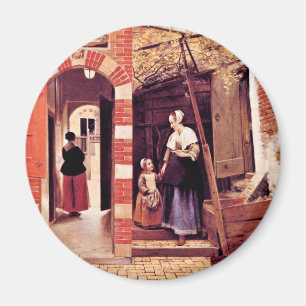 Courtyard Of A House In Delft By Hooch Pieter De ( Magnet